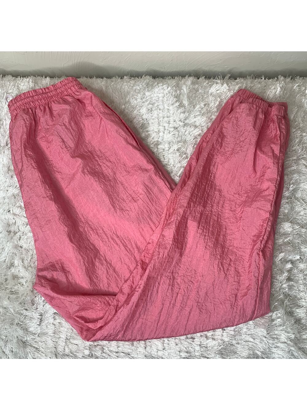 Vintage 90s Pink Parachute Track Pants 90s Sz Large Nylon Joggers